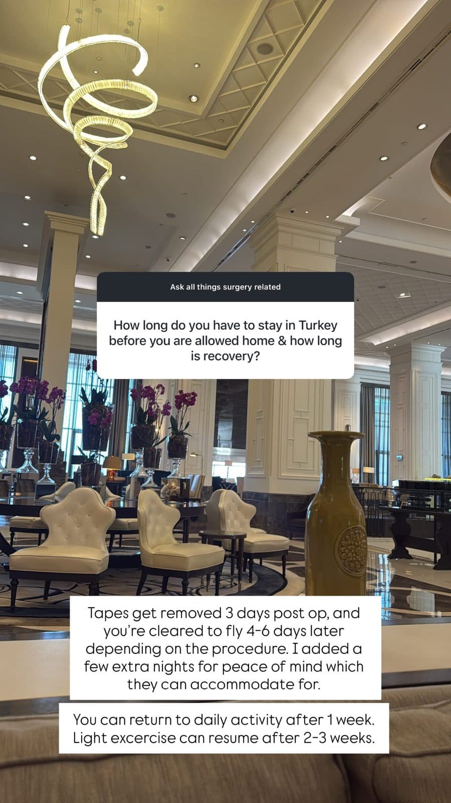 Patient Instagram story: How long do you have to stay in Turkey?